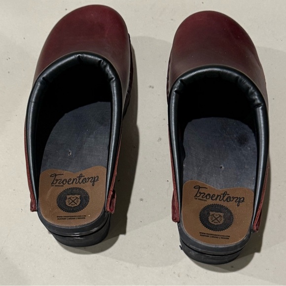 Troentorp Monet Bordeaux Leather Slip-On Clogs Womens Size 12.5-13 men’s 9.5-10 - Picture 8 of 15